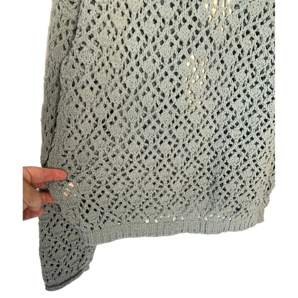 ARTELIER by Nicole Miller Sky Blue Scoop-Neck Open-Knit Long Sleeve Sweater S - Picture 8 of 8